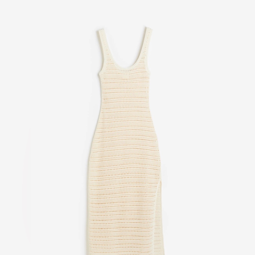 Cream Crochet Sleeveless Dress